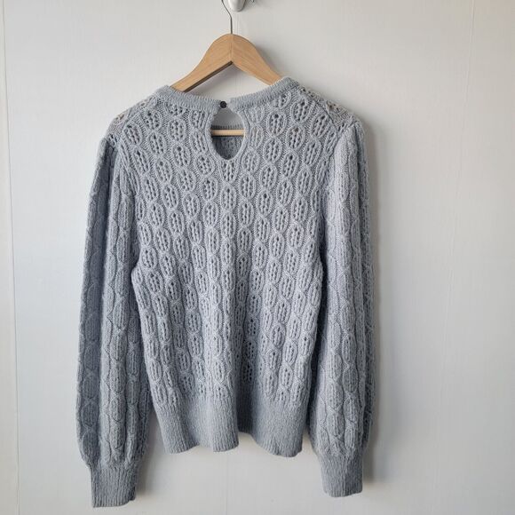 j crew BD619  sweater  womens size M Balloon-sleeve cable-knit - Picture 2 of 8